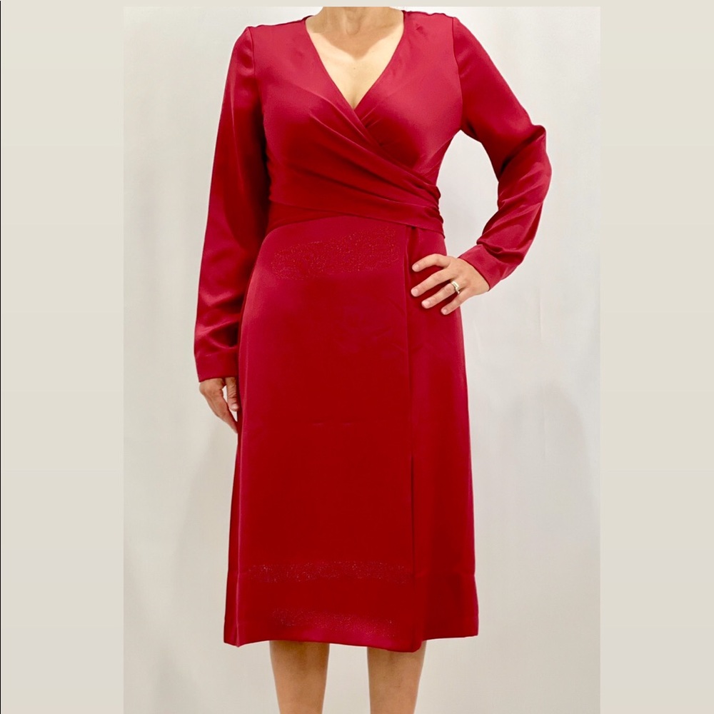 IRIS&INK WRAP EFFECT CREPE DRESS